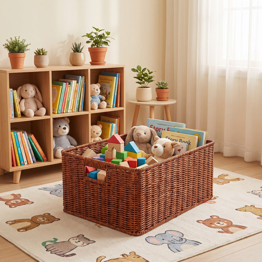 Handwoven Rectangular Storage Basket Bowlift