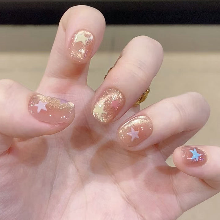 Star-Themed Glittery Nail Art Bowlift