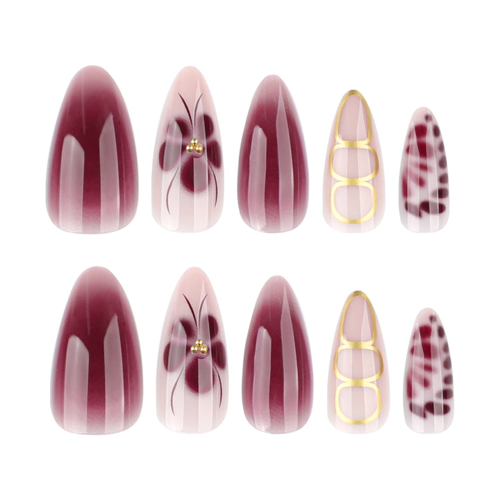 Elegant Nail Art with Floral Design and Glitter Accents Bowlift