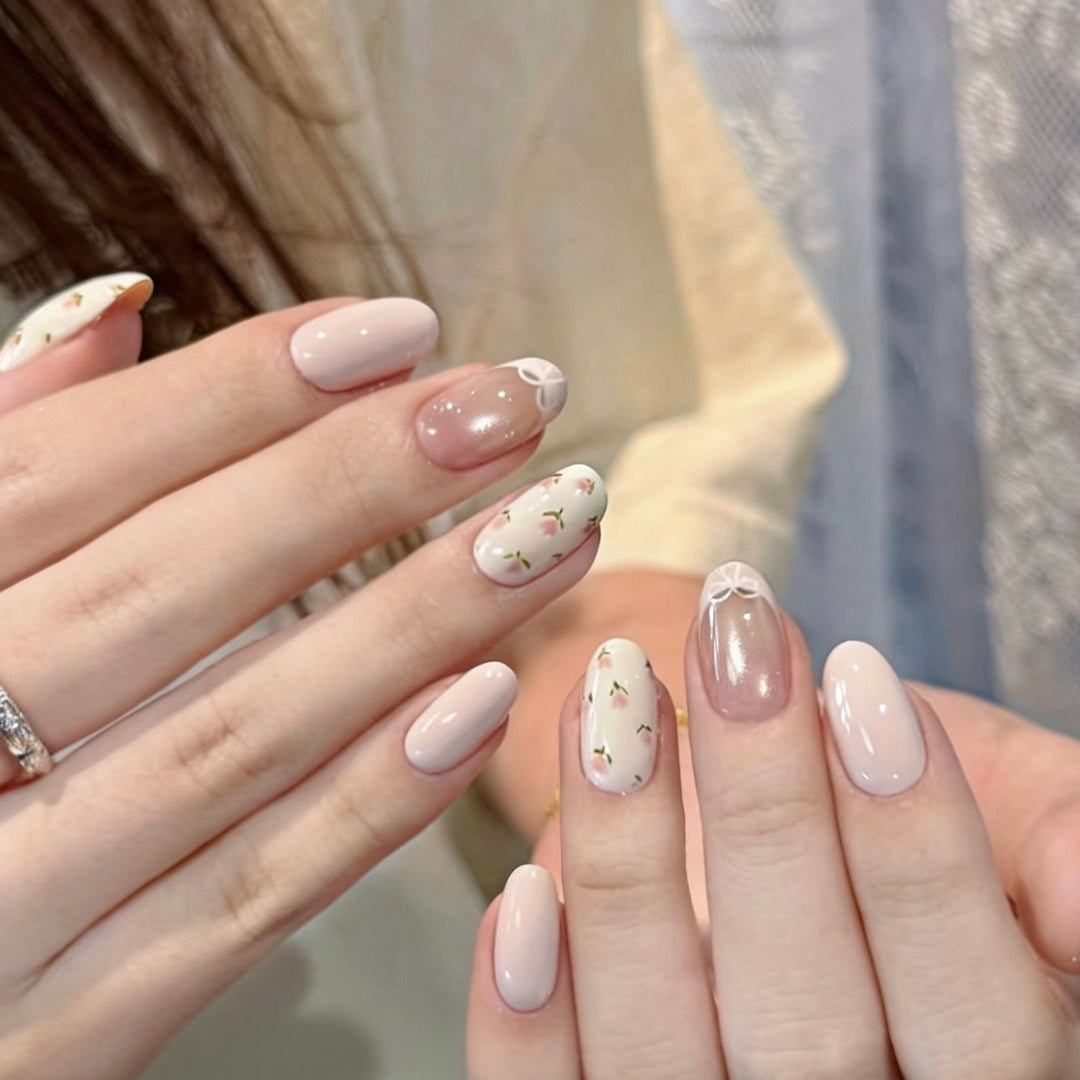 Whimsical Bunny-Themed Press-On Nail Art Set Bowlift