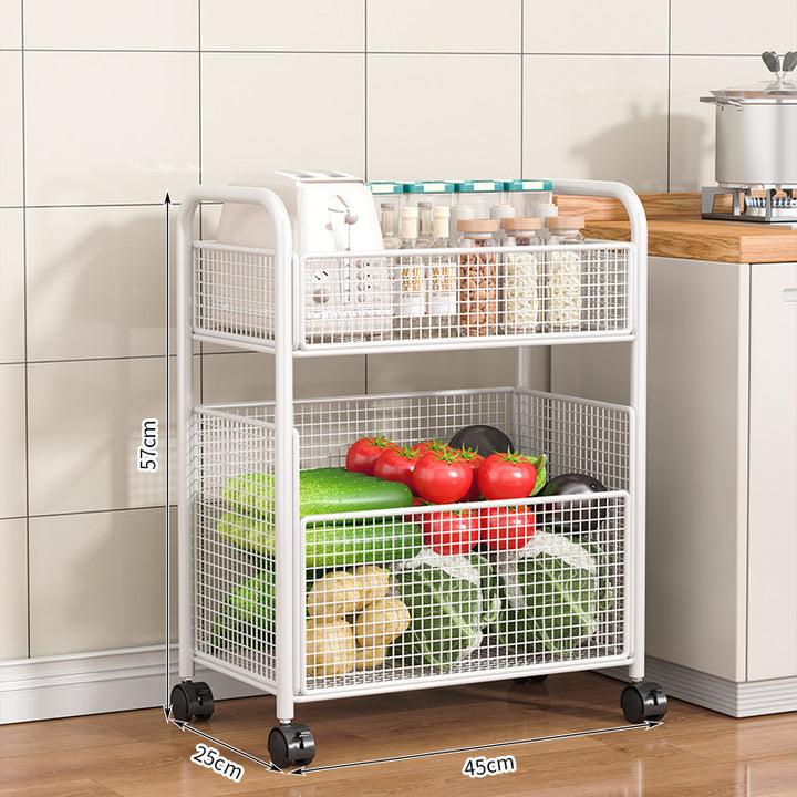 Rolling Kitchen Storage Organizer with Adjustable Mesh Baskets Bowlift