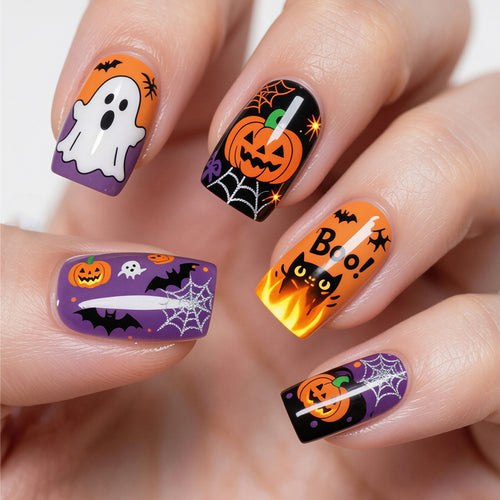 Halloween-Themed Decorative Press-On Nail Art Bowlift