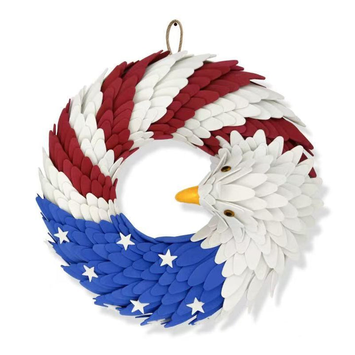 Unisex nan layered feather eagle door wreath with star accents Bowlift