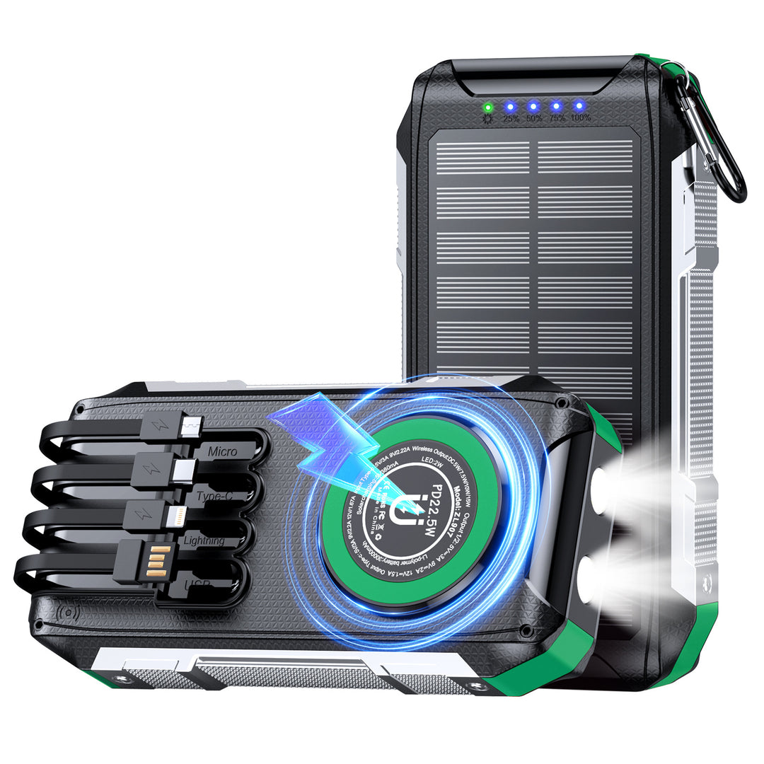 Multifunctional solar power bank with LED light and fast charging function Bowlift
