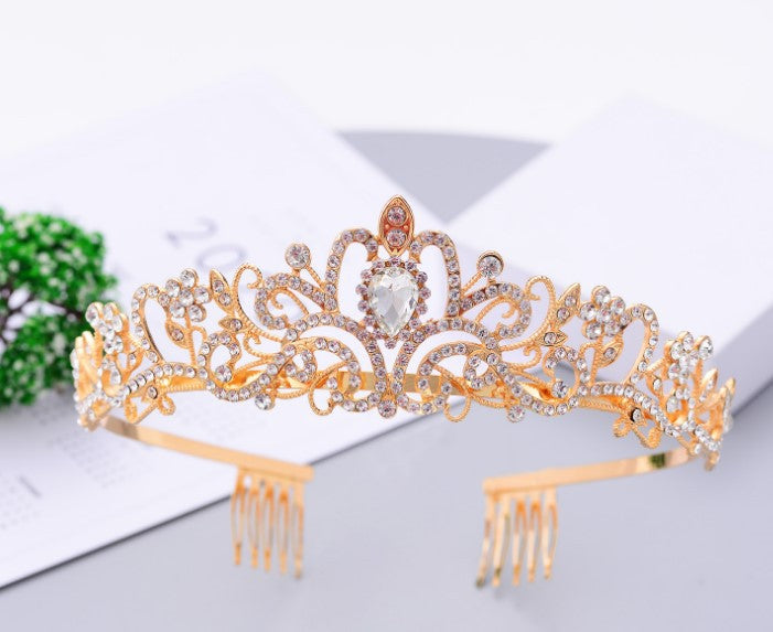 Ladies Sparkling Crystal Tiara with Filigree Design Bowlift