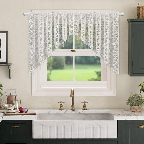 Elegant Lace Sheer Window Valance