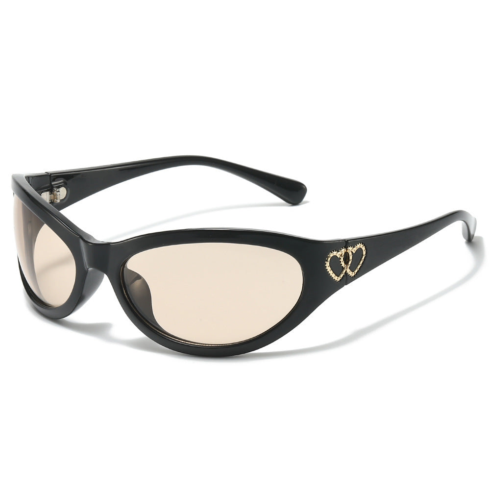 Fashion Cat-Eye Sunglasses with Heart Detail Bowlift