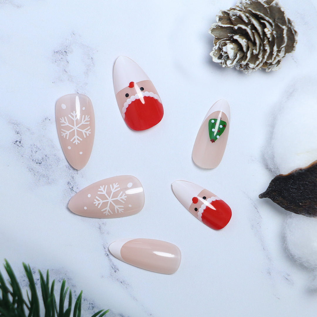 Festive Seasonal Press-On Nail Art Bowlift
