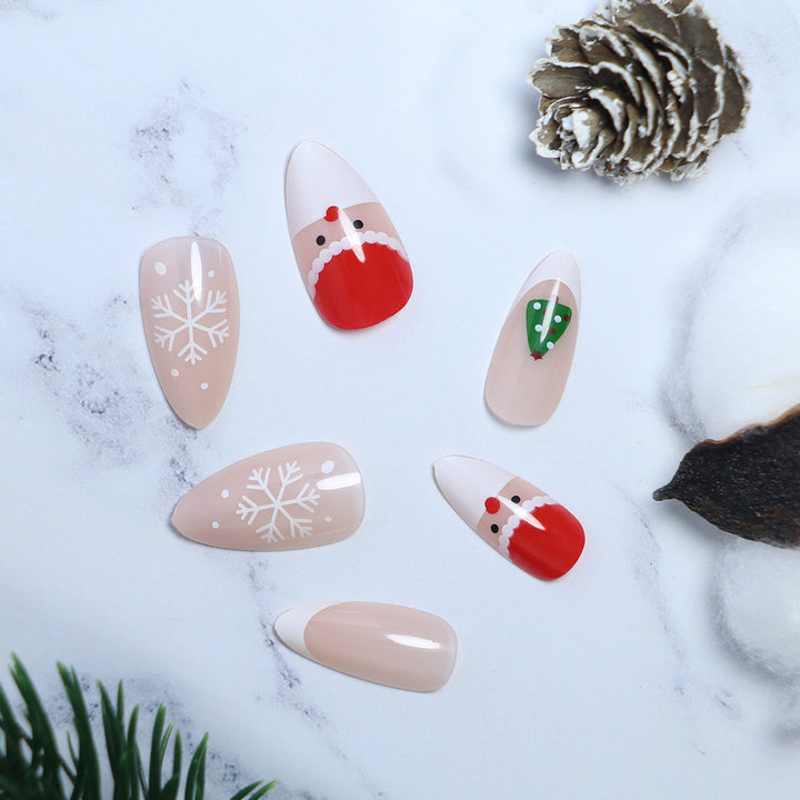 Festive Seasonal Press-On Nail Art Bowlift