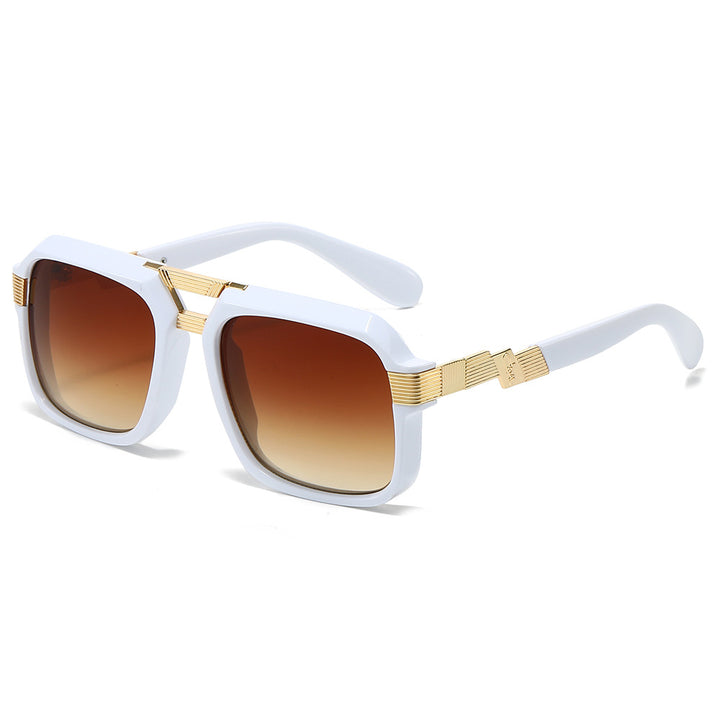 Oversized Square Sunglasses with Metallic Detailing Bowlift