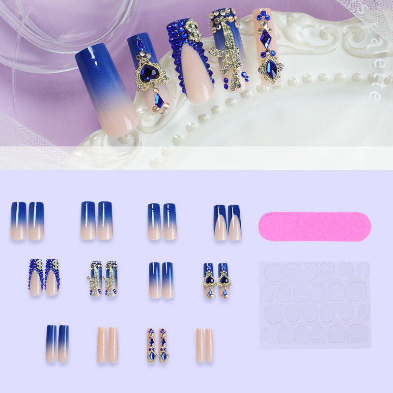 Acrylic nail set with elegant ombre design and sparkling embellishments Bowlift