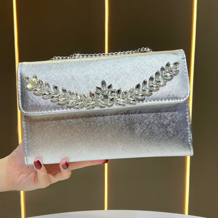 Crystal-Embellished Evening Bag