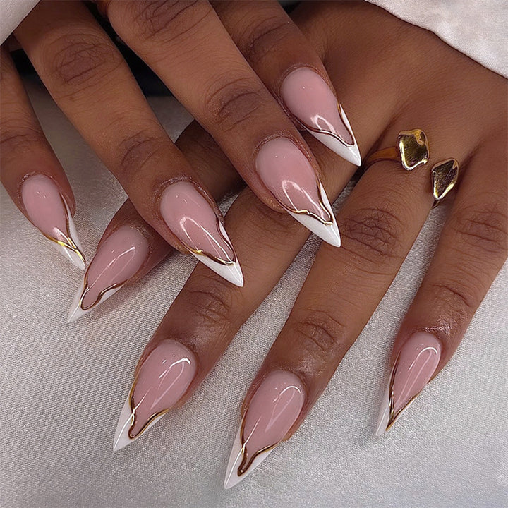 Premium Artistic Press-On Nail Set with Elegant Design Bowlift