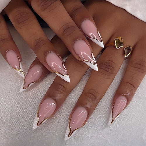 Premium Artistic Press-On Nail Set with Elegant Design Bowlift