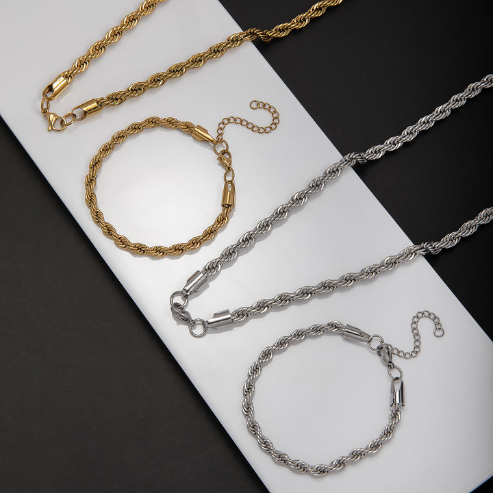 Braided Rope Chain Jewelry Set Bowlift