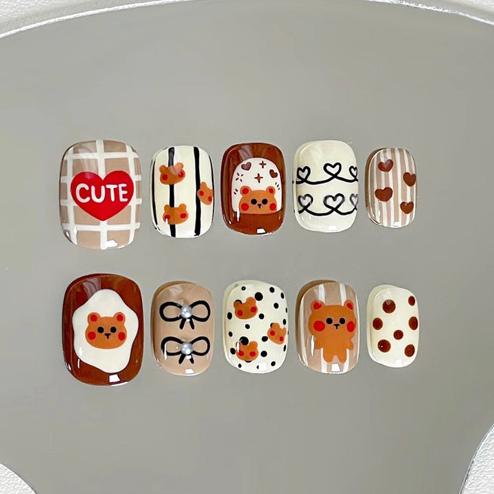 Themed Nail Art Press-On Nails with Cute Character and Bow Designs Bowlift