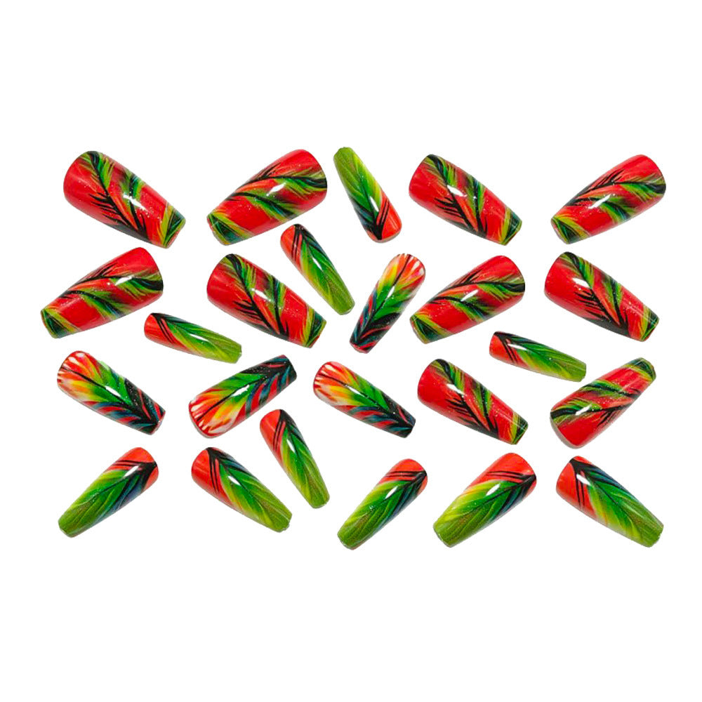 Creative artificial nails with tropical leaf design Bowlift
