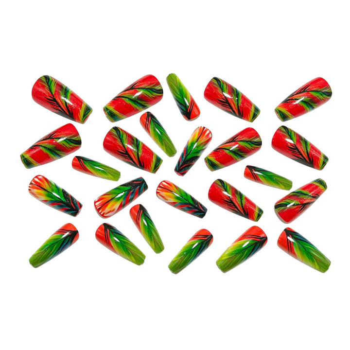 Creative artificial nails with tropical leaf design Bowlift