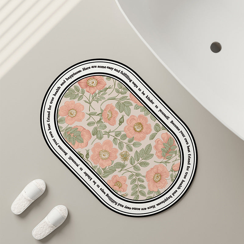 Floral Patterned Bath Mat Bowlift