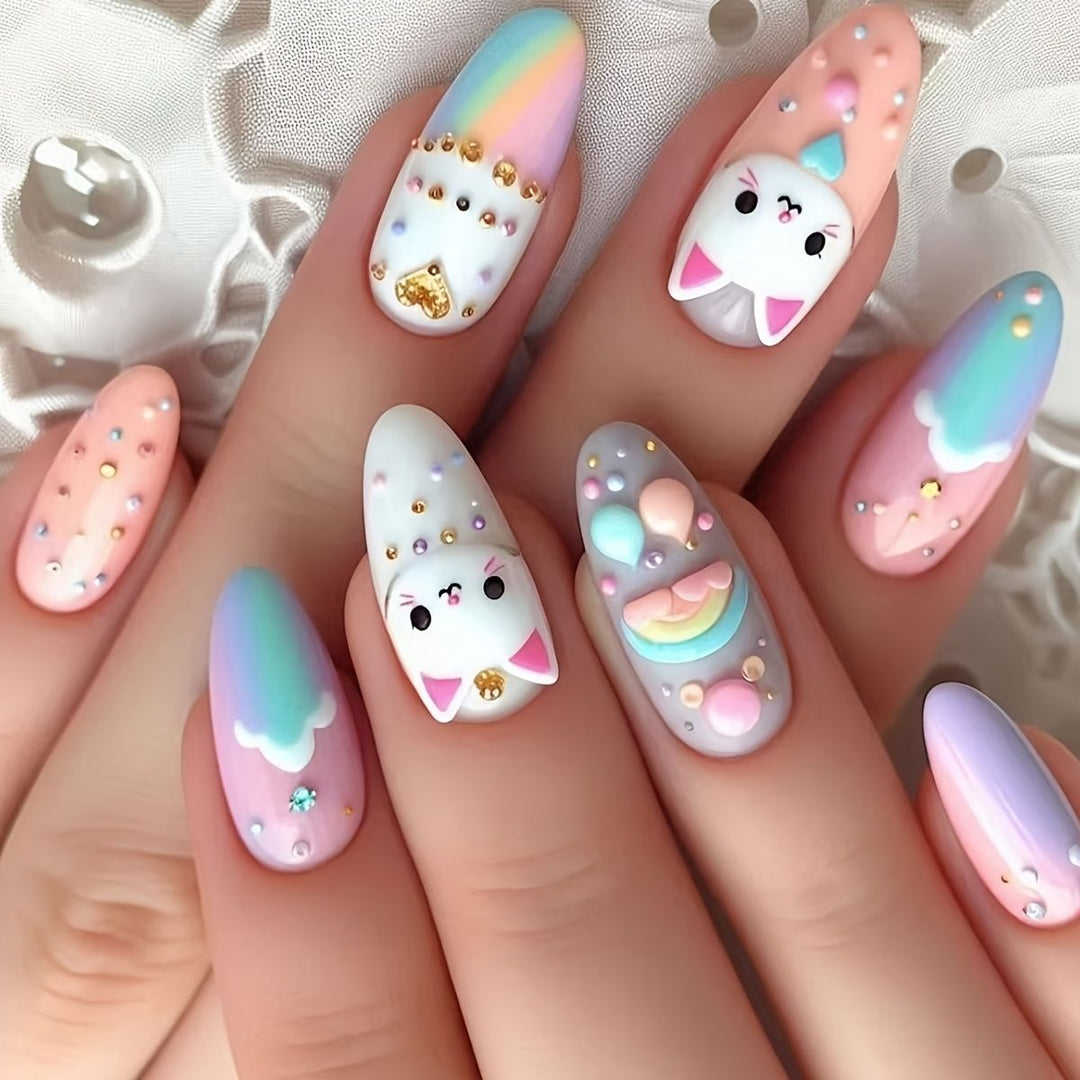 Floral Art Acrylic Nail Set Bowlift