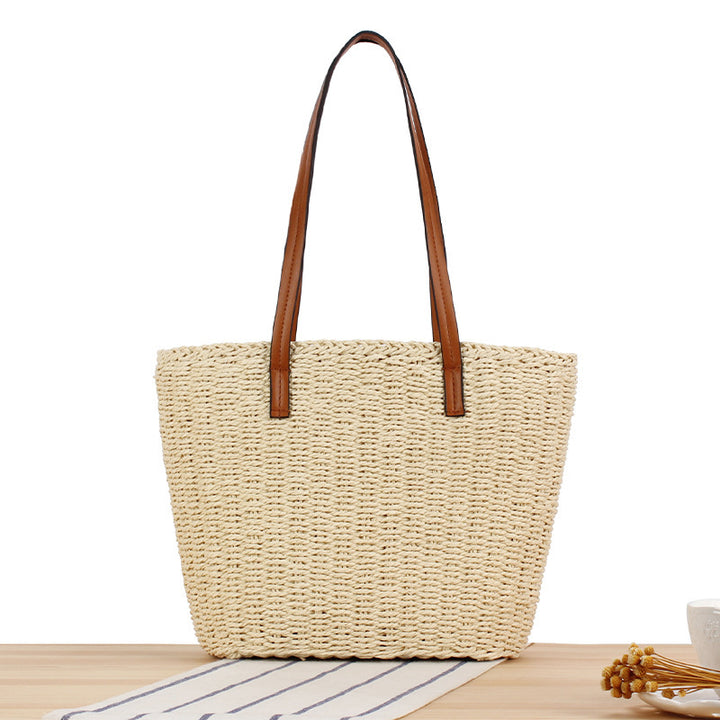 Durable straw tote bag with sturdy leather handles Bowlift