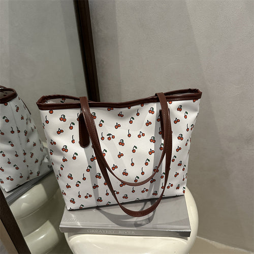 Trendy Cherry Print Tote Bag