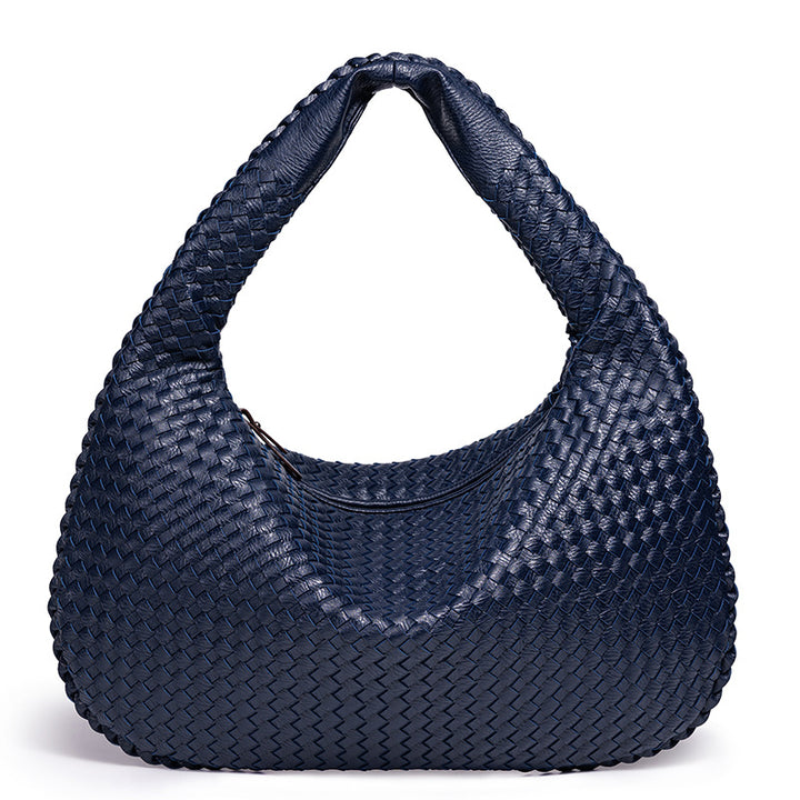 Handcrafted Woven Leather Hobo Bag Bowlift