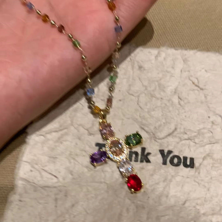 Creative Beaded Cross Necklace Bowlift