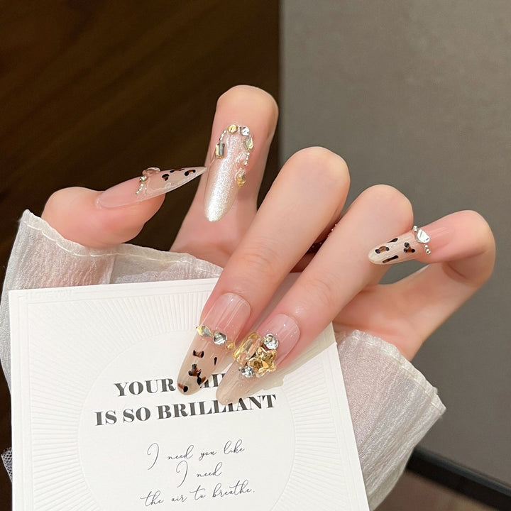 Decorative Press-On Nail Extensions with Gem Accents Bowlift
