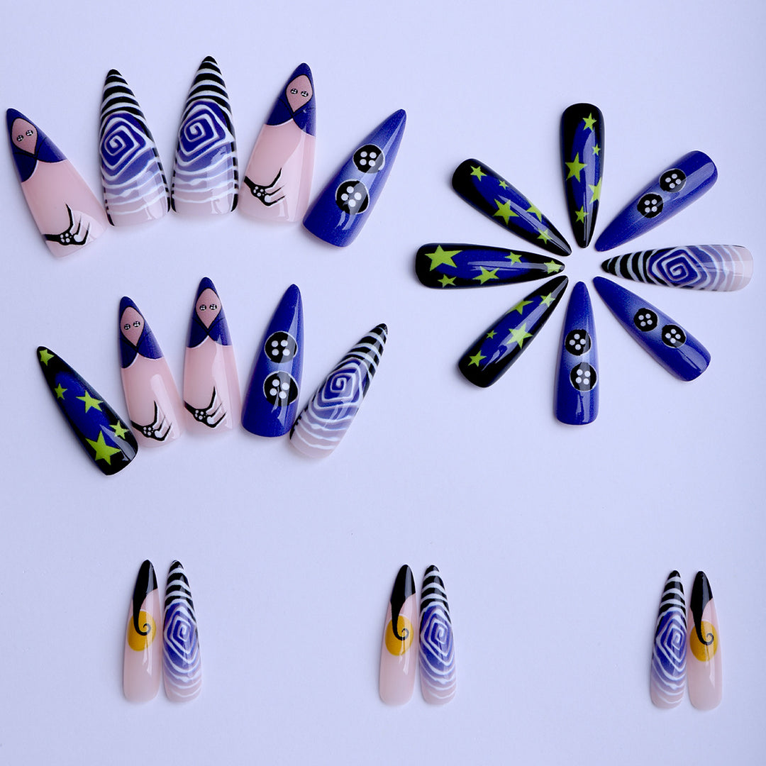 Artificial nails with creative galaxy designs Bowlift