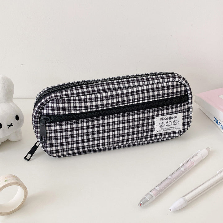 Stylish Gingham Checkered Pencil Case Bowlift