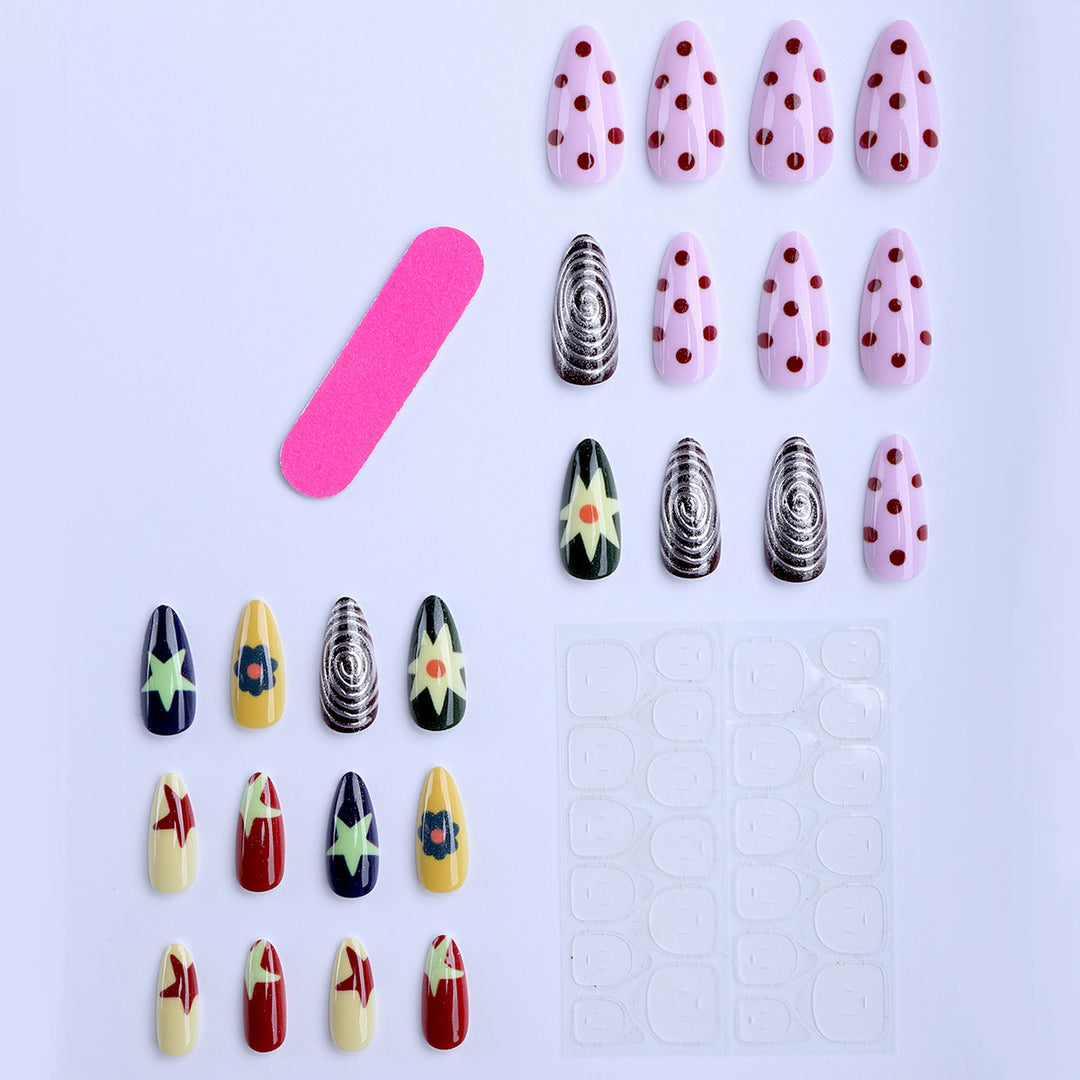 Creative and Colorful Pattern Artificial Nails Bowlift