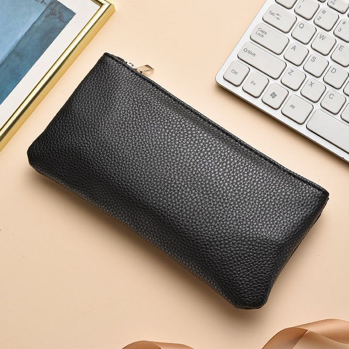 Textured Leather Zippered Pencil Case Bowlift