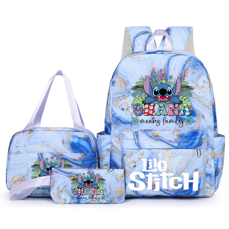 Marble Pattern Multi-Piece Backpack Set