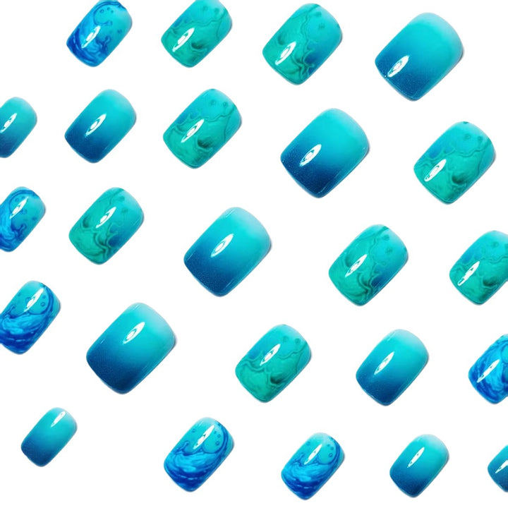 Artificial nails with elaborate wave design Bowlift