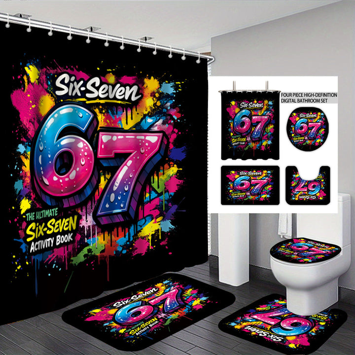 Digital Art-Themed Four-Piece Bathroom Set Bowlift