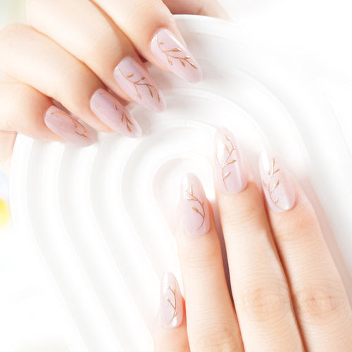 Elegant Botanical Press-On Nail Art Bowlift