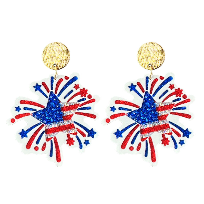 Women's shimmering statement earrings with star and fireworks design made of acrylic Bowlift