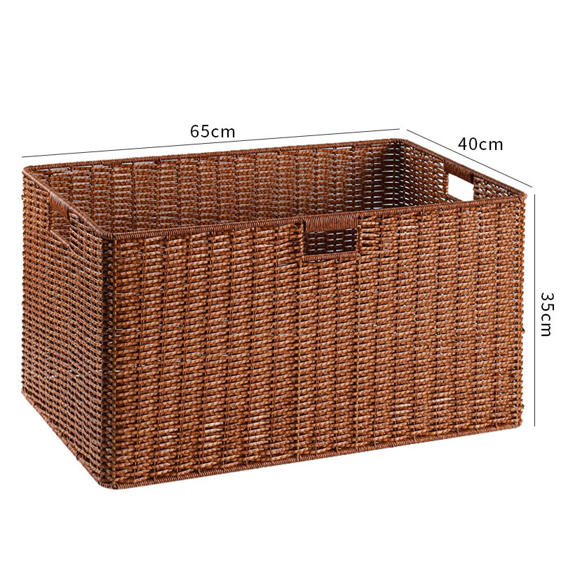 Large Woven Storage Bin with Ergonomic Cutout Handles Bowlift