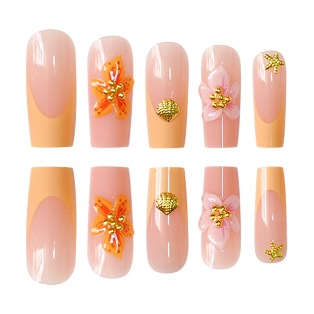Artistic Floral Luxury Press-On Nails Bowlift