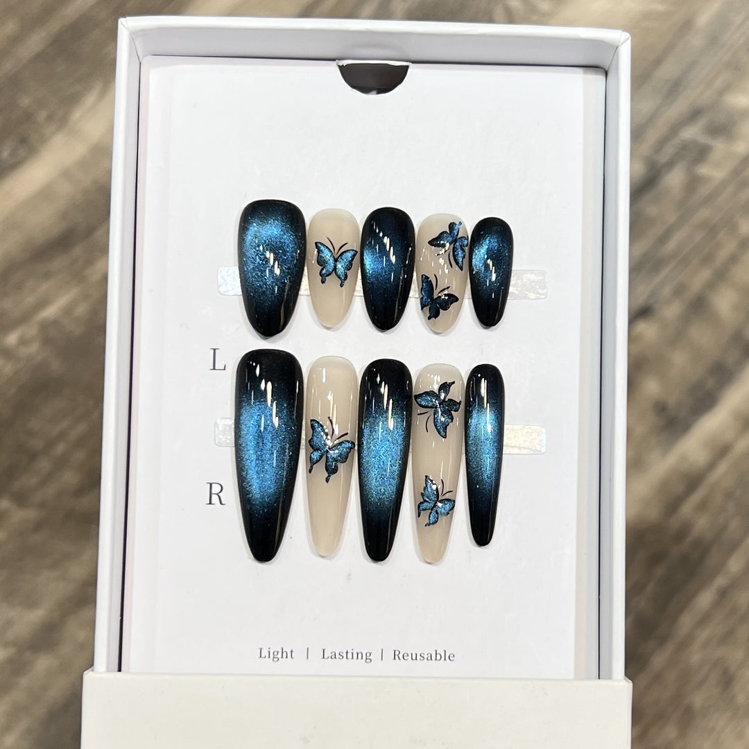 Artistic Butterfly-Accent Press-On Nail Set Bowlift