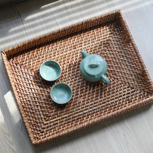 Unisex Rectangular Serving Tray made of natural wicker Bowlift