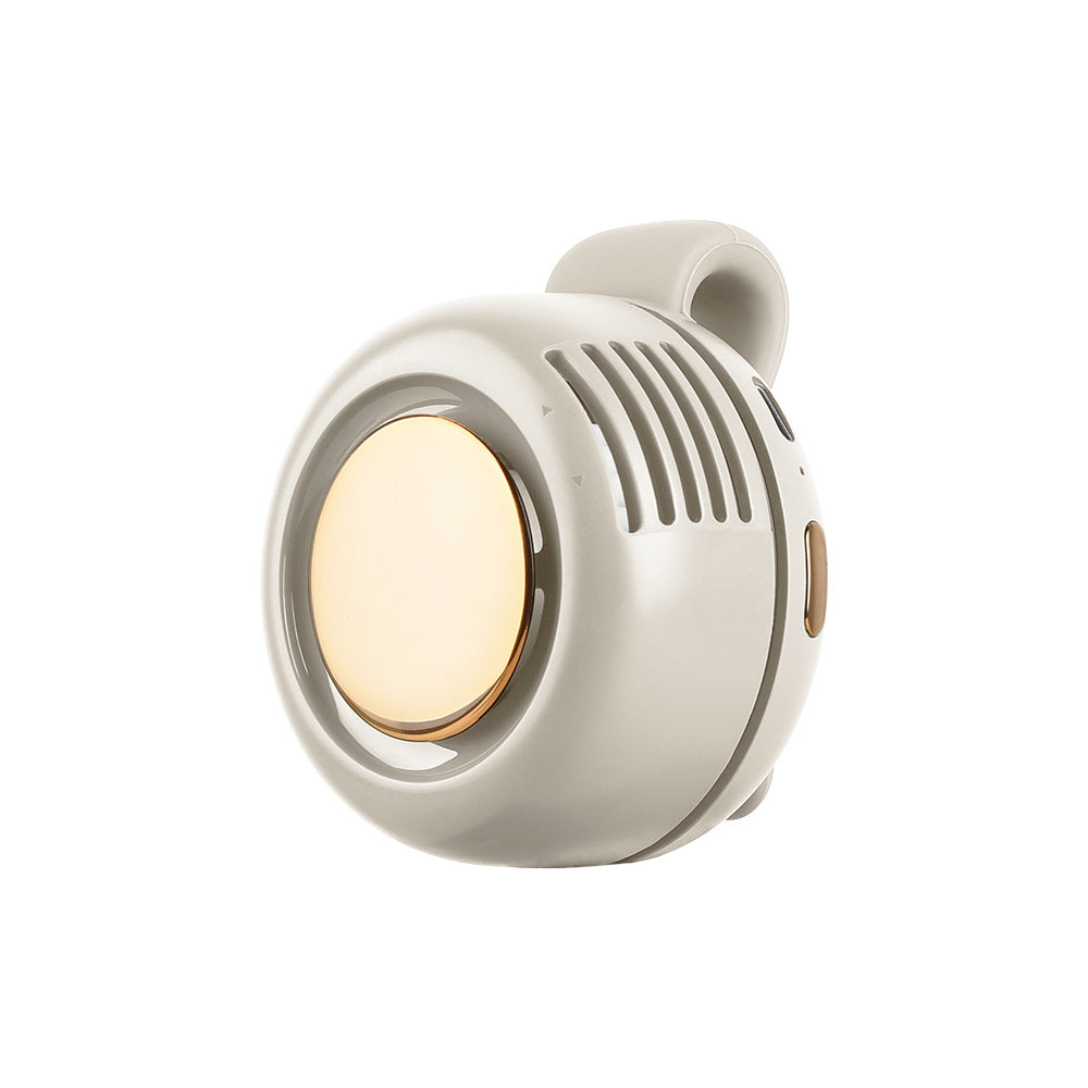 Cooling portable clip-on personal fan with warm LED light and rechargeable battery Bowlift
