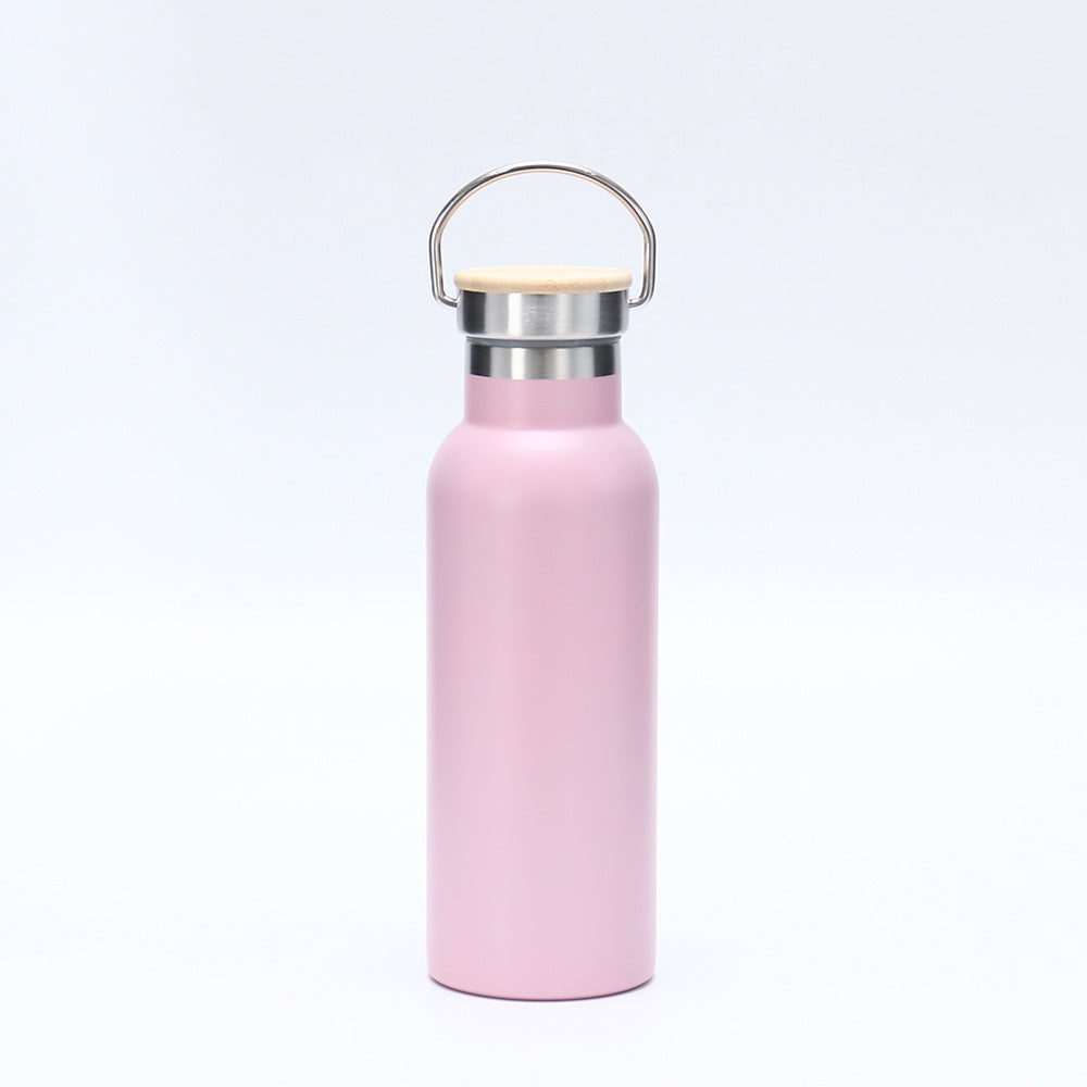 Women's insulated stainless steel drinking bottle with wooden lid Bowlift