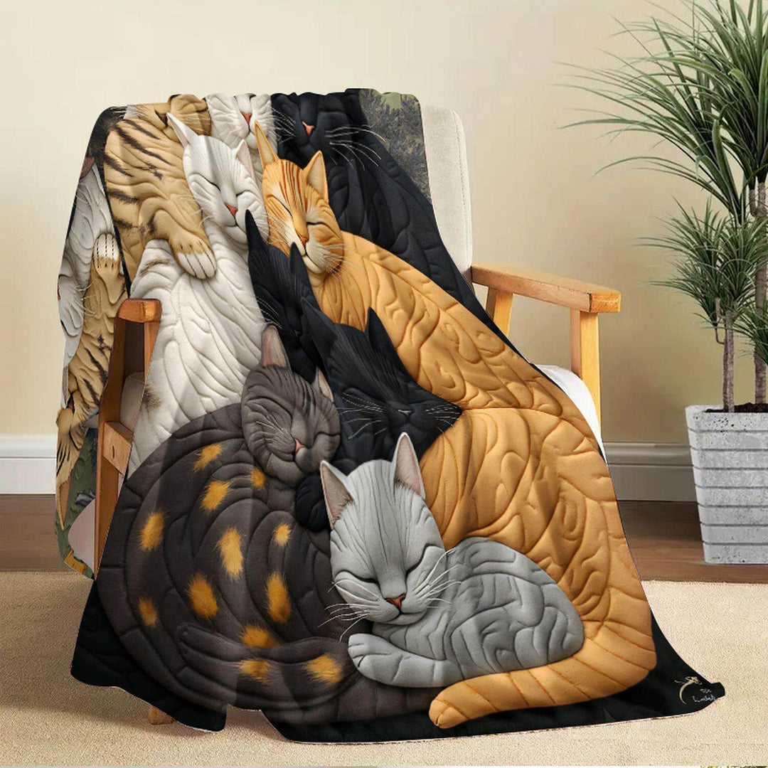 Cat-Themed Plush Fleece Blanket