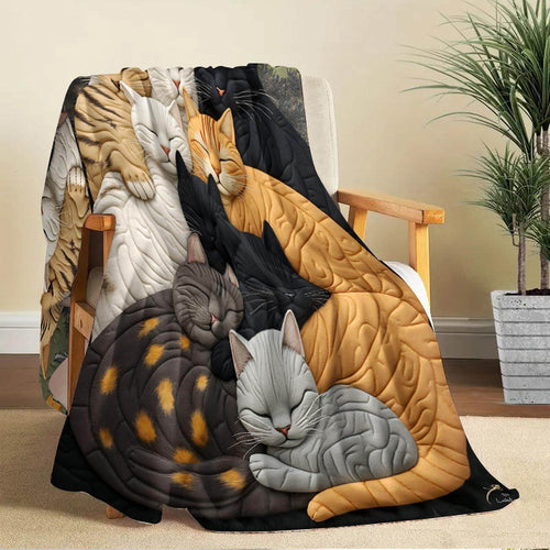 Cat-Themed Plush Fleece Blanket