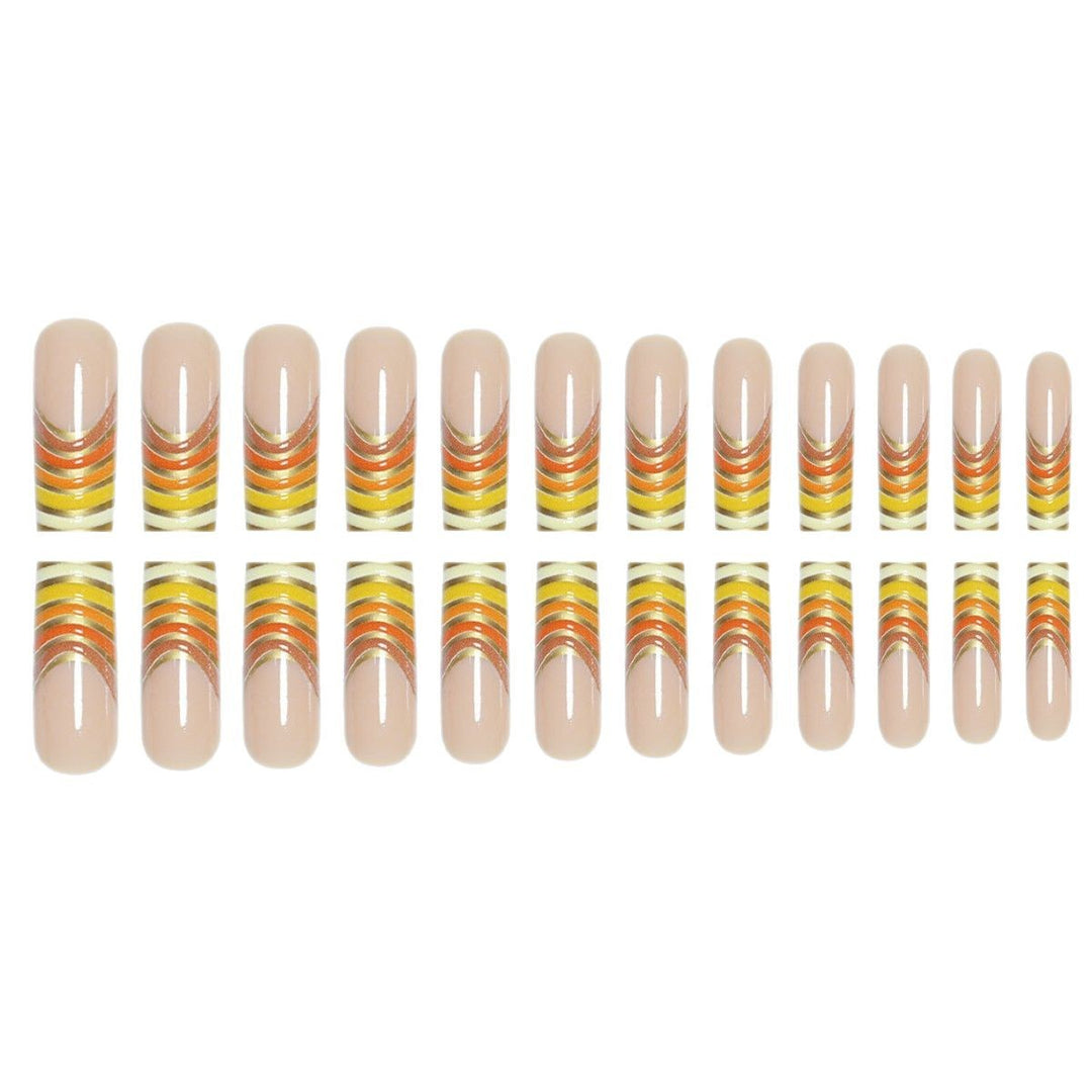 Striped French Tip Press-On Nails Bowlift