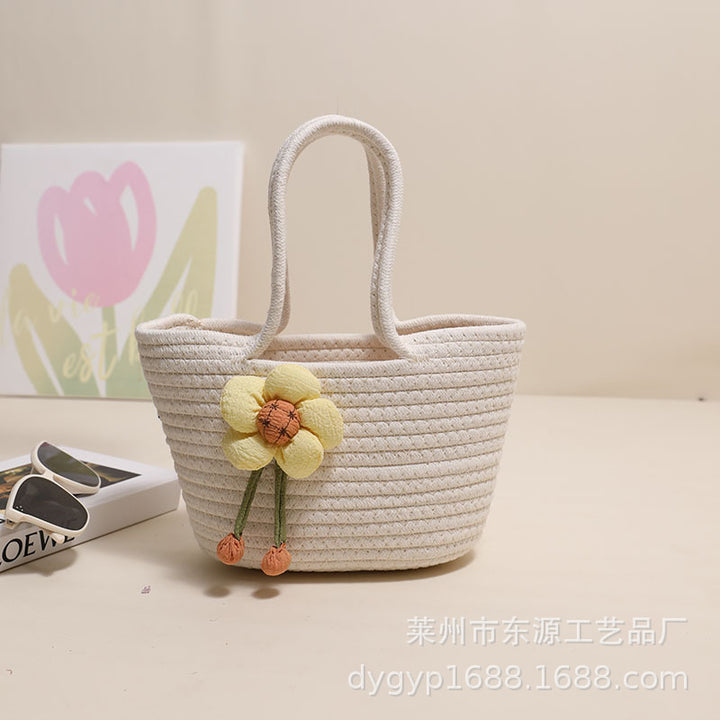 Handcrafted basket bag with floral accents Bowlift