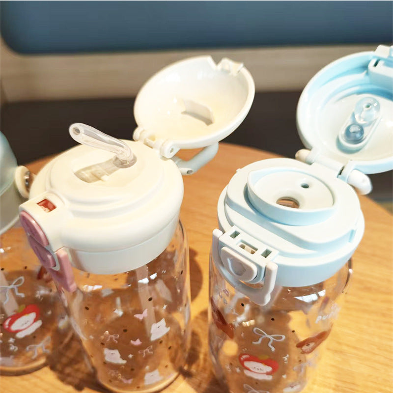 Ladies creative water bottle with integrated silicone carrying loop Bowlift