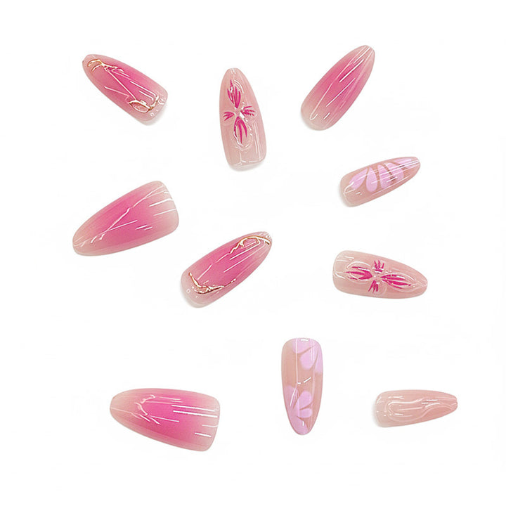 Artistic Floral Ombre Press-On Nail Set Bowlift